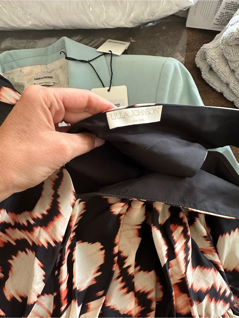Ulla Johnson Black & Cream Patterned Tiered V-Neck Dress - Picture 2 of 3